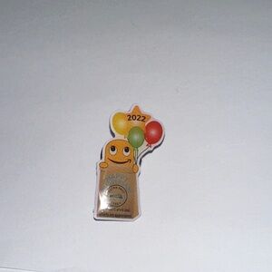 Amazon Yellow Balloon Character Brooch with Red and Green Accents